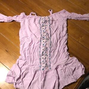 Lilac Off-Shoulder Top with Embroidery